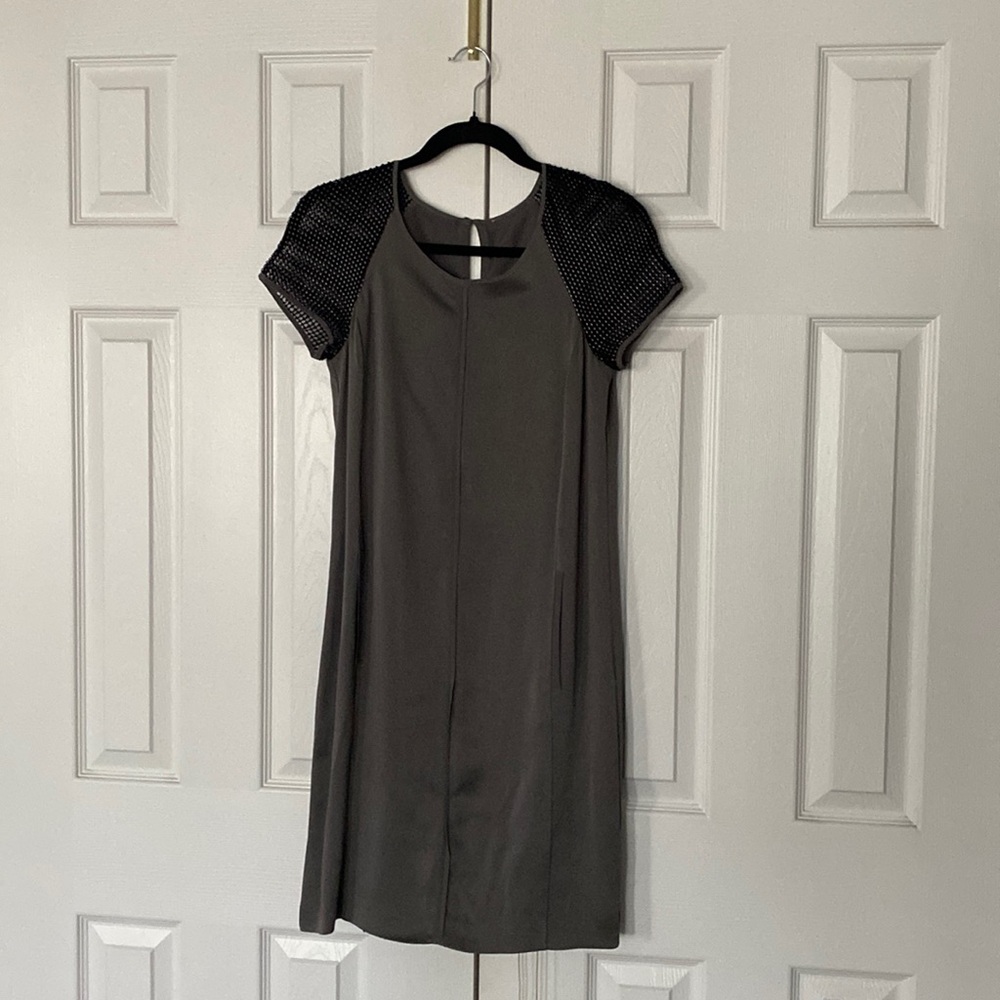 Grey and black mesh short-sleeve dress, size small